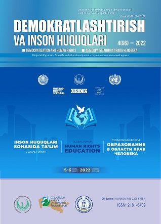 «Demokratlashtirish va inson huquqlari” jurnali 2022 yil 4-soni