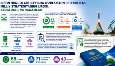 Inson huquqlari bo‘yicha O‘zbekiston Respublikasi Milliy strategiyasining ijrosi: ayrim dalil va raqamlar