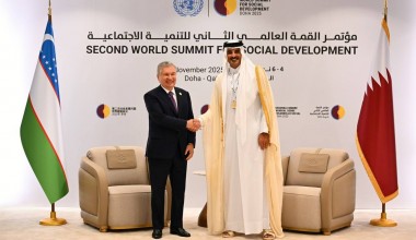 The leaders of Uzbekistan and Qatar discuss issues of further developing strategic partnership